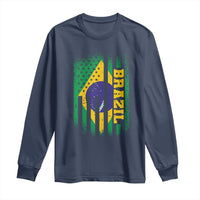 Brazilian Americans Brazilian Pride Latin Vintage USA Brazil Flag Long Sleeve Shirt