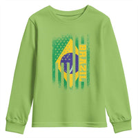 Brazilian Americans Brazilian Pride Latin Vintage USA Brazil Flag Youth Sweatshirt