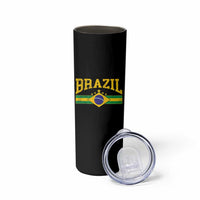 Brazilian Pride Vintage Brasil Brazil Flag Latin America Skinny Tumbler - Wonder Print Shop