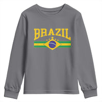 Brazilian Pride Vintage Brasil Brazil Flag Latin America Youth Sweatshirt - Wonder Print Shop