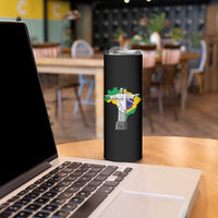 Brazilian Pride Christ the Redeemer Statue Latin America Brazil Map Skinny Tumbler - Wonder Print Shop