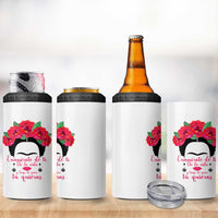 Frida Kahlo Quotes 4 in 1 Can Cooler Tumbler Enamorate De Ti De La Vida Mexican Artist - Wonder Print Shop