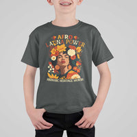 Afro Latina Power T Shirt For Kid Hispanic Heritage Month Flowers - Wonder Print Shop