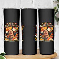 Afro Latina Power Skinny Tumbler Hispanic Heritage Month Flowers - Wonder Print Shop