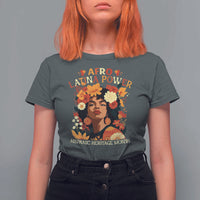 Afro Latina Power T Shirt For Women Hispanic Heritage Month Flowers - Wonder Print Shop