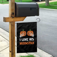 Halloween Couple Matching Garden Flag I Love His Broomstick Pumpkin Skeleton Hand - Wonder Print Shop