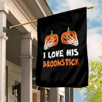 Halloween Couple Matching Garden Flag I Love His Broomstick Pumpkin Skeleton Hand - Wonder Print Shop