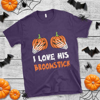 Halloween Couple Matching T Shirt I Love His Broomstick Pumpkin Skeleton Hand - Wonder Print Shop