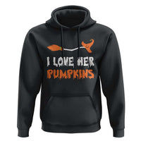 Halloween Couple Matching Hoodie I Love Her Pumpkins Broomstick Witch Hat