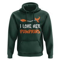 Halloween Couple Matching Hoodie I Love Her Pumpkins Broomstick Witch Hat