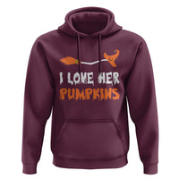 Halloween Couple Matching Hoodie I Love Her Pumpkins Broomstick Witch Hat