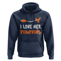 Halloween Couple Matching Hoodie I Love Her Pumpkins Broomstick Witch Hat