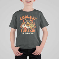 Funny Halloween T Shirt For Kid Coolest Pumpkin In The Patch Autumn Maple Leaf Flower - Wonder Print Shop