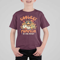 Funny Halloween T Shirt For Kid Coolest Pumpkin In The Patch Autumn Maple Leaf Flower - Wonder Print Shop