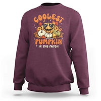 Funny Halloween Sweatshirt Coolest Pumpkin In The Patch Autumn Maple Leaf Flower - Wonder Print Shop
