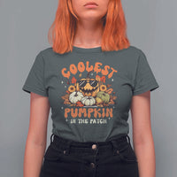 Funny Halloween T Shirt For Women Coolest Pumpkin In The Patch Autumn Maple Leaf Flower - Wonder Print Shop