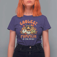 Funny Halloween T Shirt For Women Coolest Pumpkin In The Patch Autumn Maple Leaf Flower - Wonder Print Shop