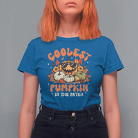 Funny Halloween T Shirt For Women Coolest Pumpkin In The Patch Autumn Maple Leaf Flower - Wonder Print Shop