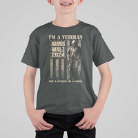 Harris Walz 2024 T Shirt For Kid I'm A Veteran Not A Sucker Or A Loser Vintage American Flag Military - Wonder Print Shop
