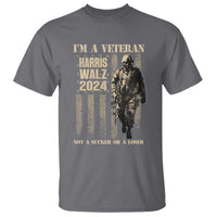 Harris Walz 2024 T Shirt I'm A Veteran Not A Sucker Or A Loser Vintage American Flag Military - Wonder Print Shop