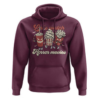 Funny Halloween Hoodie Let's Watch Horror Movies Popcorn Drinks Murderer Bat - Wonder Print Shop