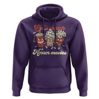 Funny Halloween Hoodie Let's Watch Horror Movies Popcorn Drinks Murderer Bat - Wonder Print Shop