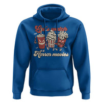 Funny Halloween Hoodie Let's Watch Horror Movies Popcorn Drinks Murderer Bat - Wonder Print Shop