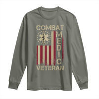 Combat Medic Veteran Long Sleeve Shirt Medical Military Vintage American Flag - Wonder Print Shop