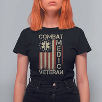 Combat Medic Veteran T Shirt For Women Medical Military Vintage American Flag - Wonder Print Shop
