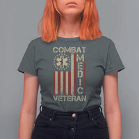 Combat Medic Veteran T Shirt For Women Medical Military Vintage American Flag - Wonder Print Shop
