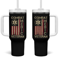 Combat Medic Veteran Tumbler With Handle Medical Military Vintage American Flag - Wonder Print Shop