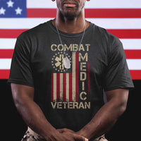 Combat Medic Veteran T Shirt Medical Military Vintage American Flag - Wonder Print Shop