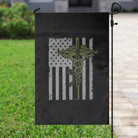 Combat Medic Soldier Garden Flag Caduceus Vintage American Flag - Wonder Print Shop