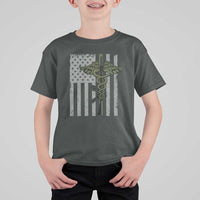 Combat Medic Soldier T Shirt For Kid Caduceus Vintage American Flag - Wonder Print Shop