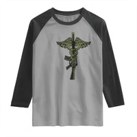 Combat Medic Soldier Raglan Shirt Caduceus Vintage American Flag - Wonder Print Shop