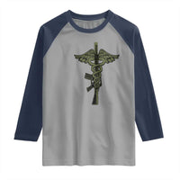 Combat Medic Soldier Raglan Shirt Caduceus Vintage American Flag - Wonder Print Shop