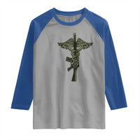 Combat Medic Soldier Raglan Shirt Caduceus Vintage American Flag - Wonder Print Shop