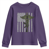 Combat Medic Soldier Youth Sweatshirt Caduceus Vintage American Flag - Wonder Print Shop