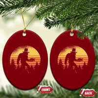 Bigfoot Pilgrim Turkey Pumpkin Thanksgiving Day Ceramic Ornament - Wonder Print Shop