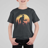 Bigfoot Pilgrim Turkey Pumpkin Thanksgiving Day T Shirt For Kid - Wonder Print Shop