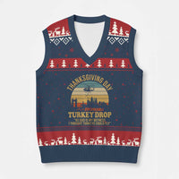 Funny Thanksgiving Day Turkey Drop V-Neck Knit Sweater Vest As God Is My Witness I Thought Turkeys Could Fly - Wonder Print Shop