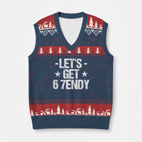 Lets Get Sendy 67 Six Seven Meme Alpha Slang V-Neck Knit Sweater Vest - Wonder Print Shop
