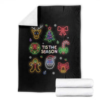 Funny Christmas Throw Blanket Tis The Season Neon Lights Santa Gingerbread - Wonder Print Shop