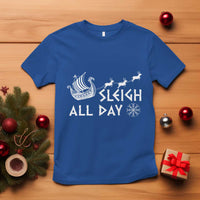 Christmas Viking T Shirt Sleigh All Day Reindeers Longships - Wonder Print Shop