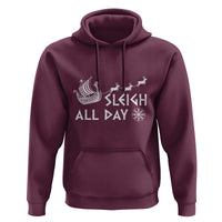 Christmas Viking Hoodie Sleigh All Day Reindeers Longships