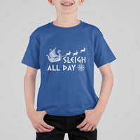 Christmas Viking T Shirt For Kid Sleigh All Day Reindeers Longships - Wonder Print Shop