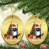 Funny Xmas Racoon Christmas Ornament Sorry Santa I've Been Feral Xmas Hat - Wonder Print Shop