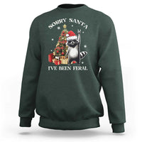 Funny Christmas Racoon Sweatshirt Sorry Santa I've Been Feral Xmas Hat - Wonder Print Shop