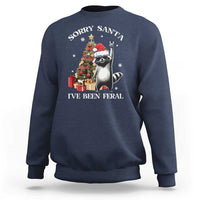 Funny Christmas Racoon Sweatshirt Sorry Santa I've Been Feral Xmas Hat - Wonder Print Shop