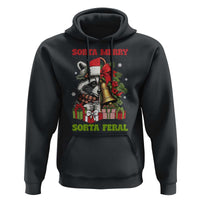 Funny Christmas Racoon Hoodie Sorta Merry Sorta Feral Xmas Wreath